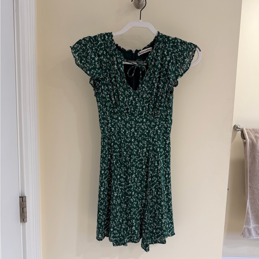 Reformation Green Floral Dress Size 2